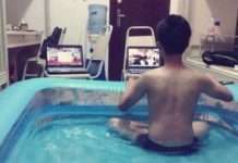 Китайські студенти рятуються в общагах від спеки (11 фото)